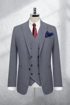 Bộ Suit Xám Denim Kẻ Sọc Ẩn Modern Fit TGS397